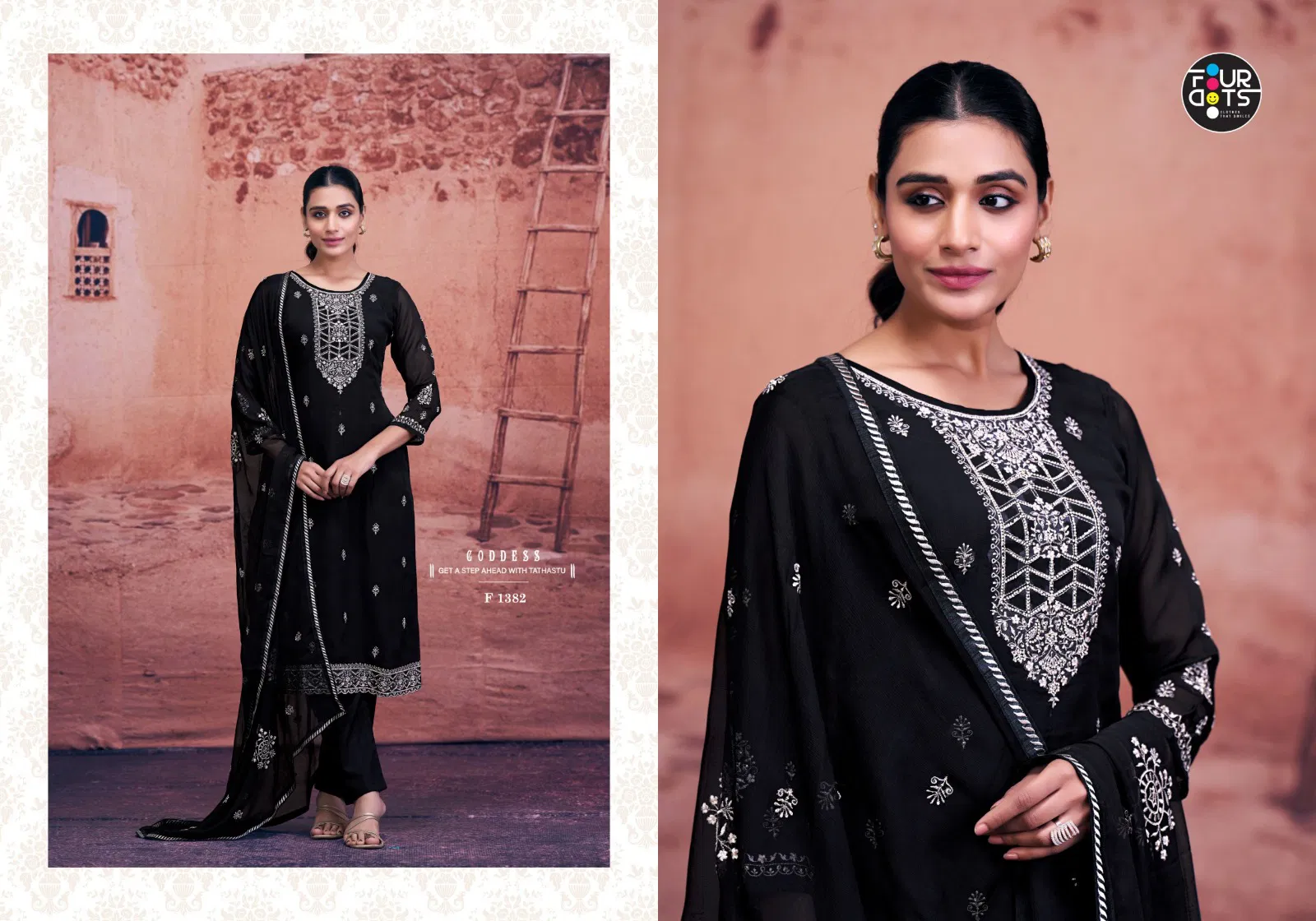 Black Gold By Four Dots Glass Organza Designer Salwar Kameez Suppliers In India